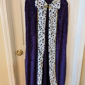 Purple Royal Velvety Cape with Faux Fur Trim Halloween Costume Queen King